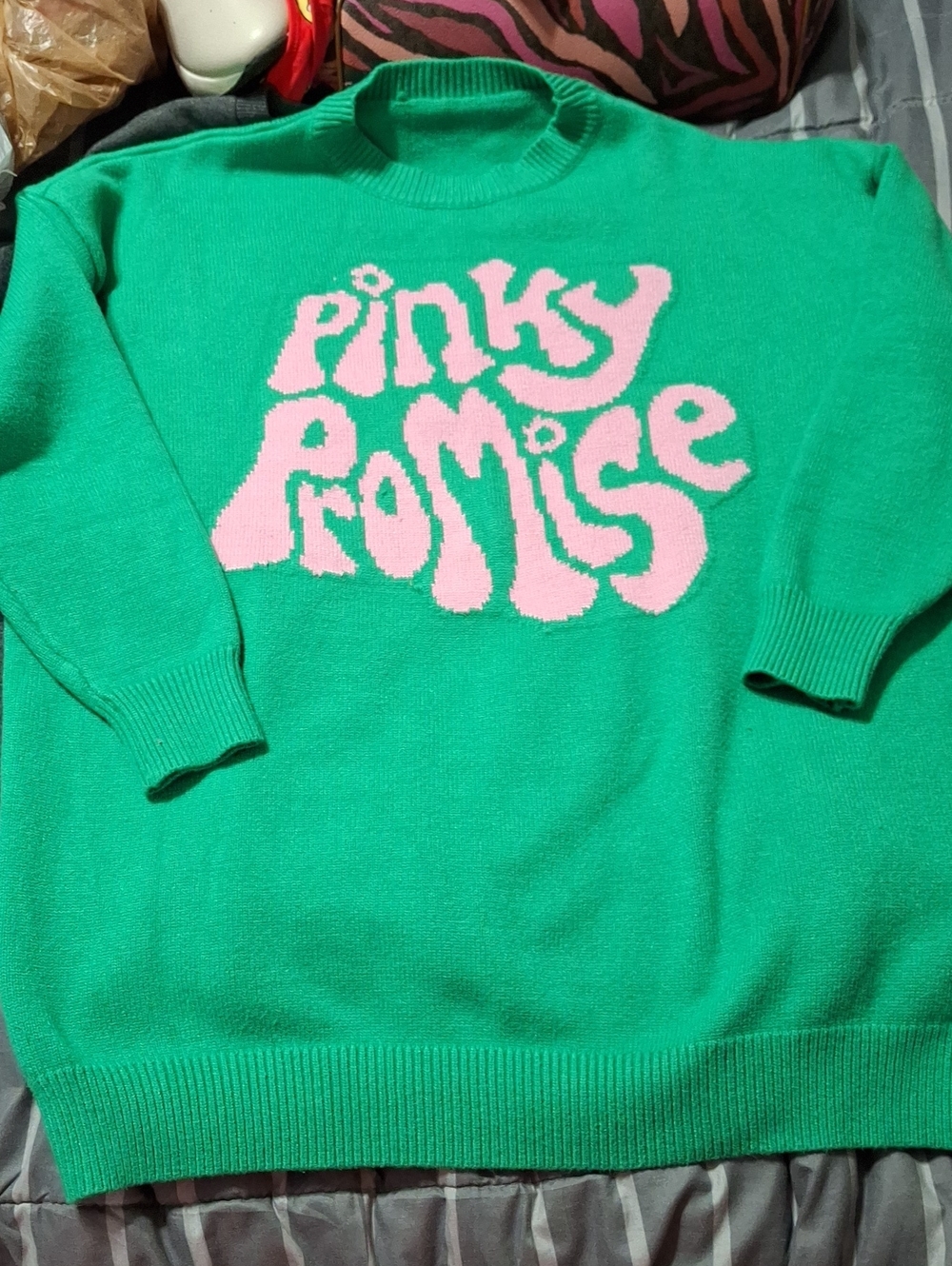 Interdee Pinky Promise Green Knit Sweater Large Preloved